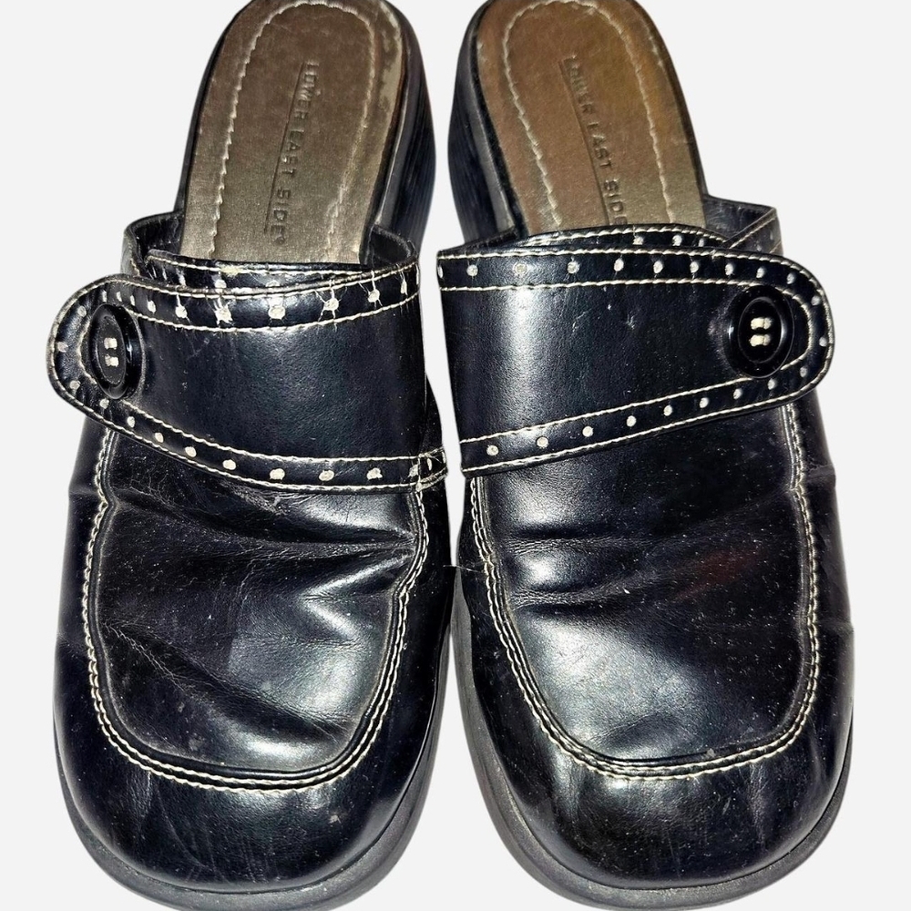 🖤 LOWER EAST SIDE black leather clogs - 7.5 🖤